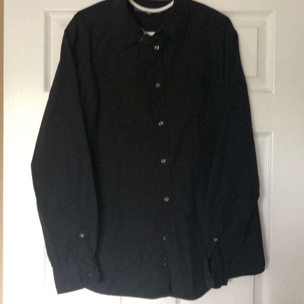 Classic Black Button Down Dress Shirt EUC